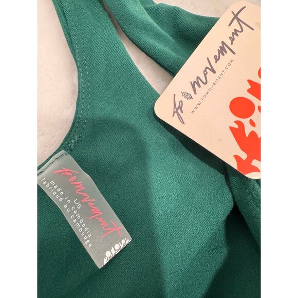New Free People Movement Women's Size L Never Better Square Neck Bra Green - Picture 3 of 11